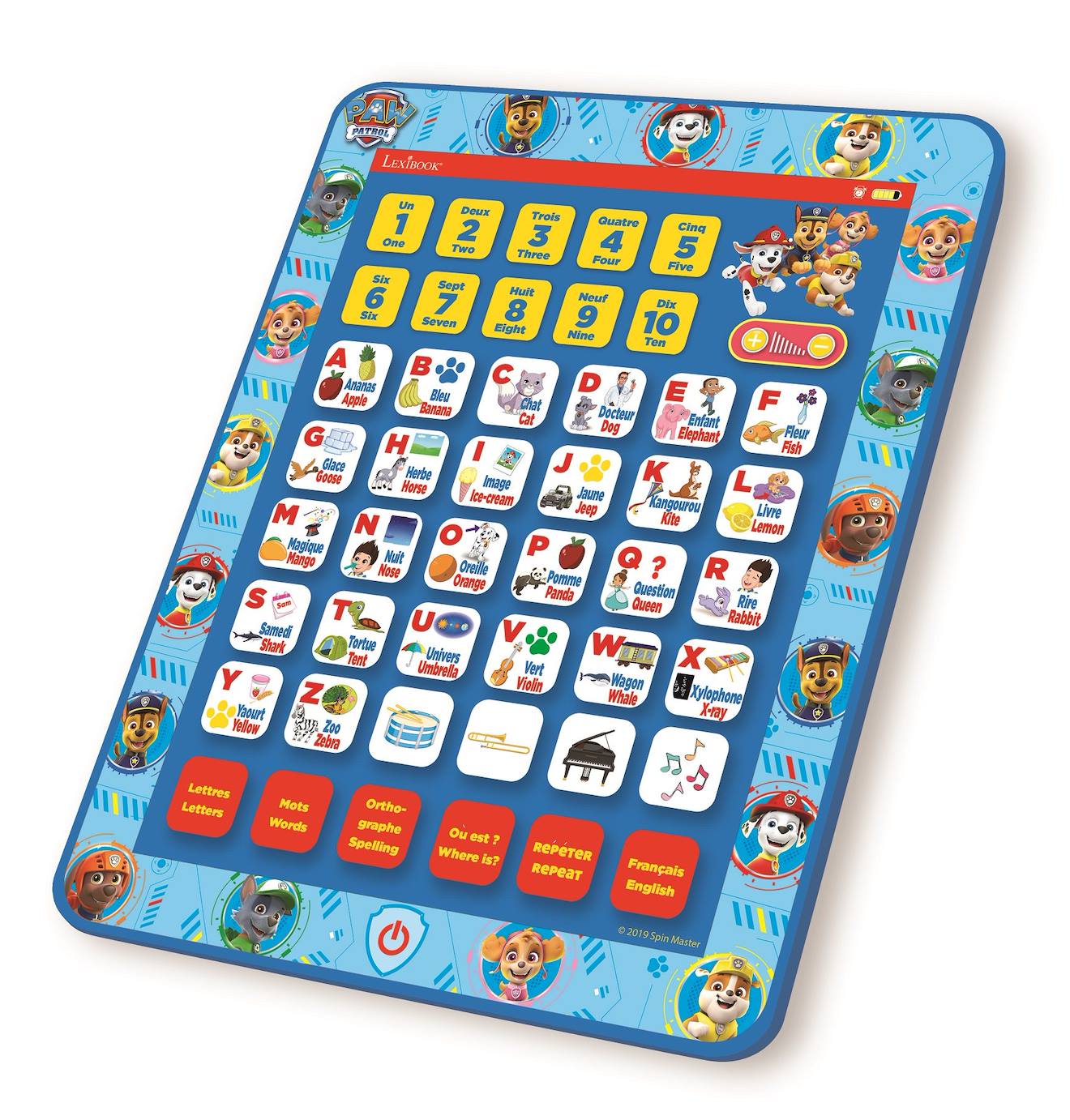 Tablette éducative bilingue pat patrouille en français et en anglais multicolore