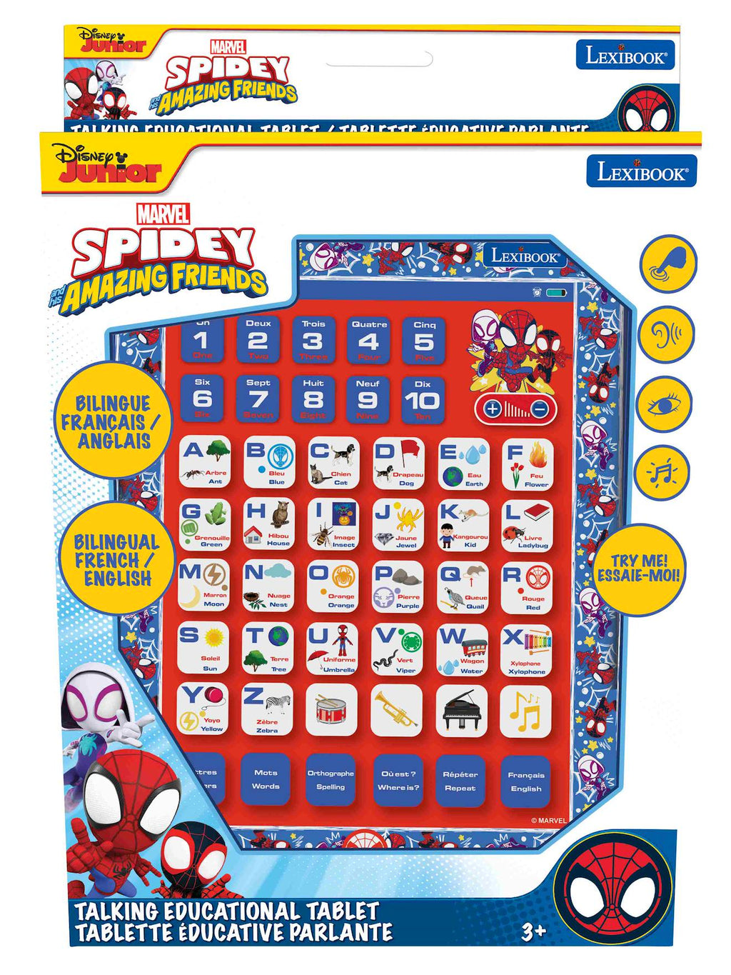 Tablette éducative bilingue spidey en français et en anglais multicolore