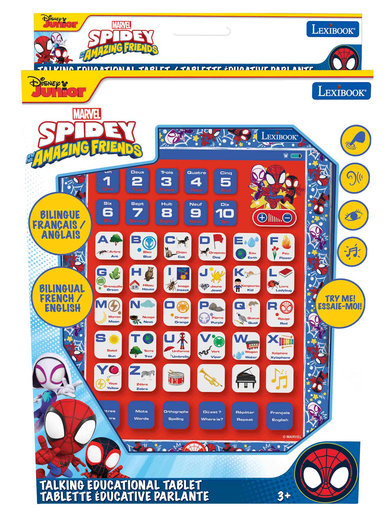 Tablette éducative bilingue spidey en français et en anglais multicolore