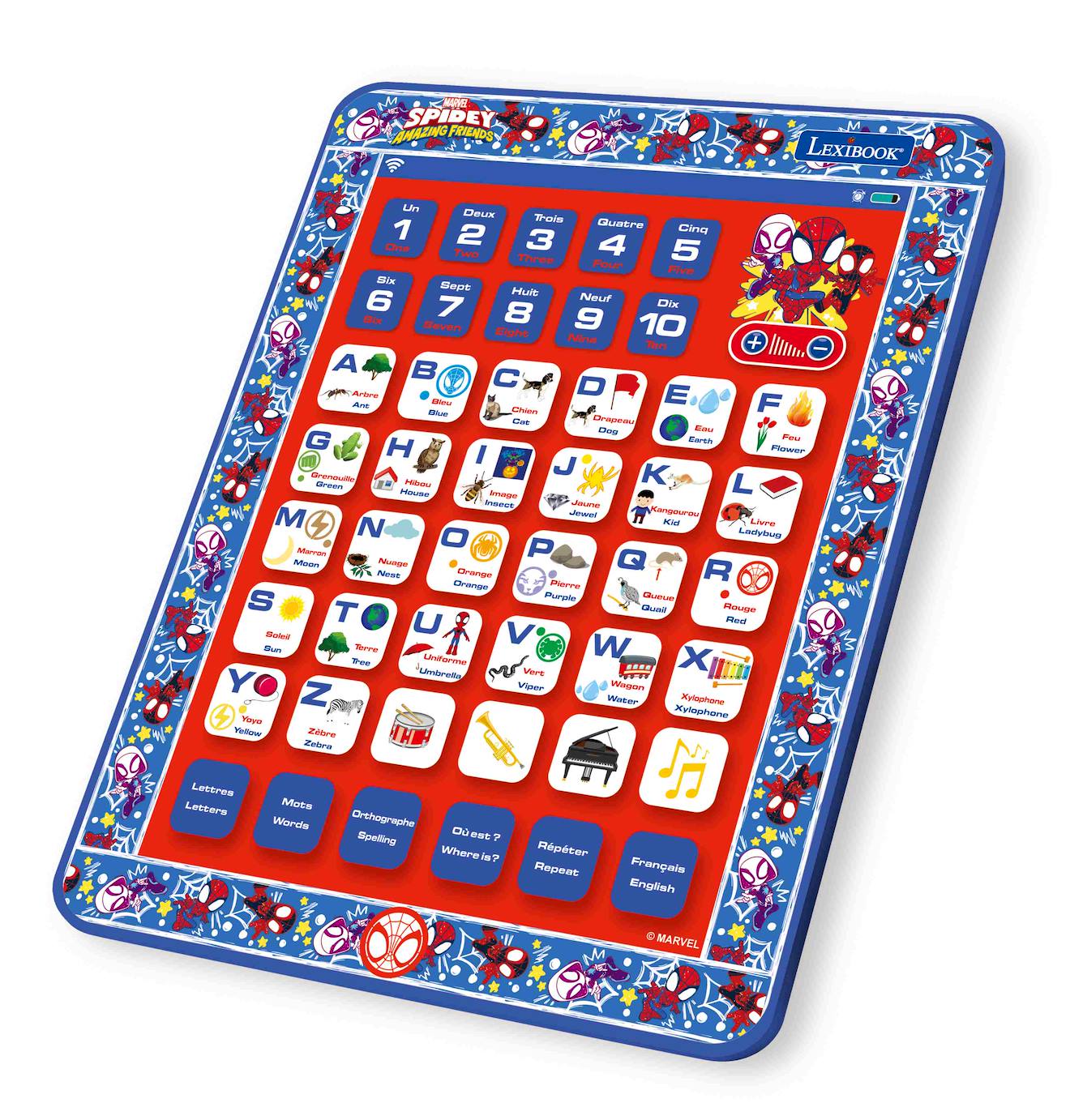 Tablette éducative bilingue spidey en français et en anglais multicolore