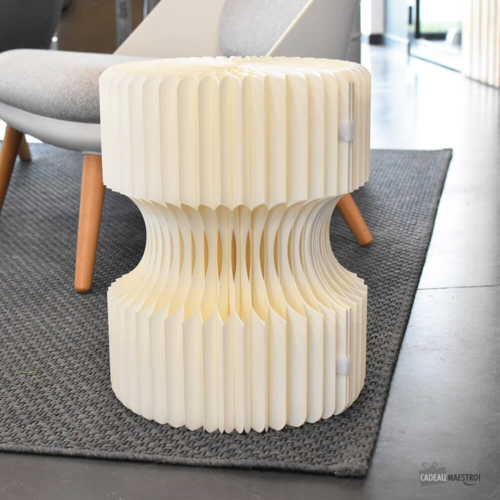 Tabouret Réversible en Kraft Pliable 38 cm Blanc - Poufs et Tabourets Originaux