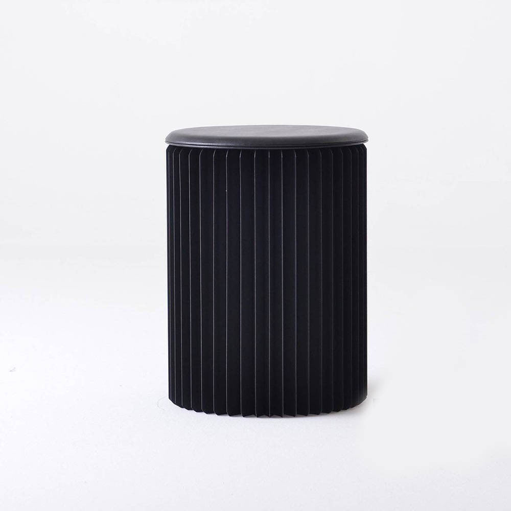 Tabouret Réversible en Kraft Pliable 38 cm Noir - Poufs et Tabourets Originaux