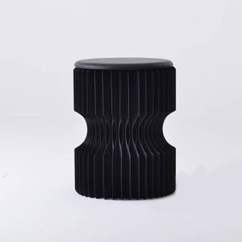 Tabouret Réversible en Kraft Pliable 38 cm Noir - Poufs et Tabourets Originaux