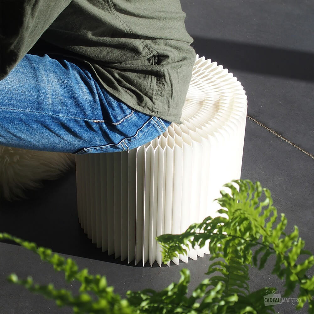 Tabouret en Kraft Pliable 28 cm Blanc - Poufs et Tabourets Originaux