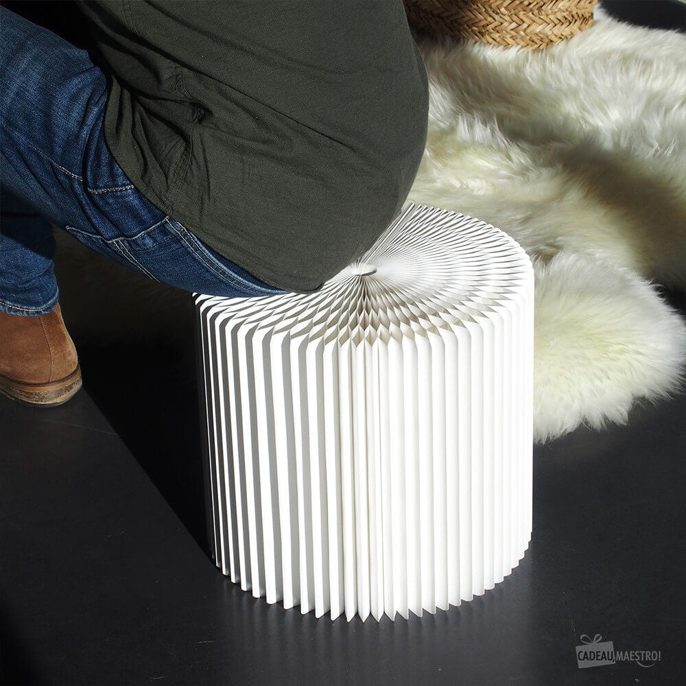 Tabouret en Kraft Pliable 28 cm Blanc - Poufs et Tabourets Originaux
