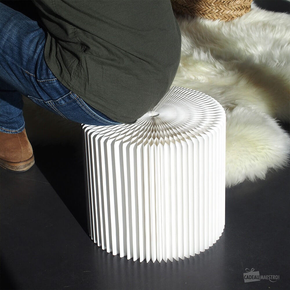 Tabouret en Kraft Pliable 28 cm Blanc - Poufs et Tabourets Originaux