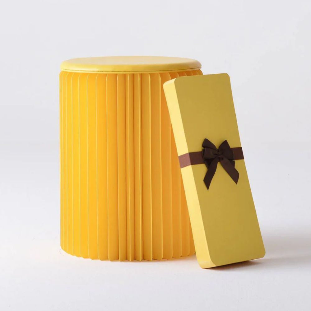 Tabouret en Kraft Pliable 28 cm Jaune - Poufs et Tabourets Originaux
