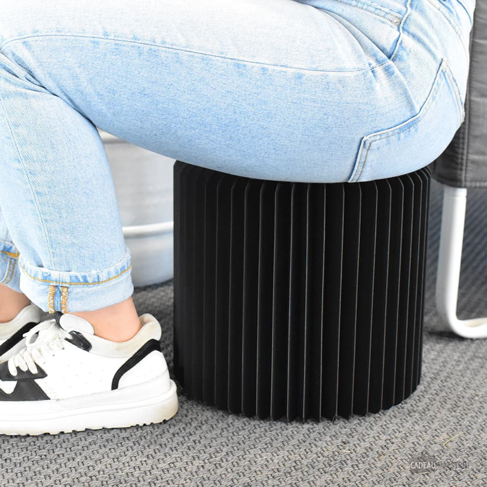Tabouret en Kraft Pliable 28 cm Noir - Poufs et Tabourets Originaux