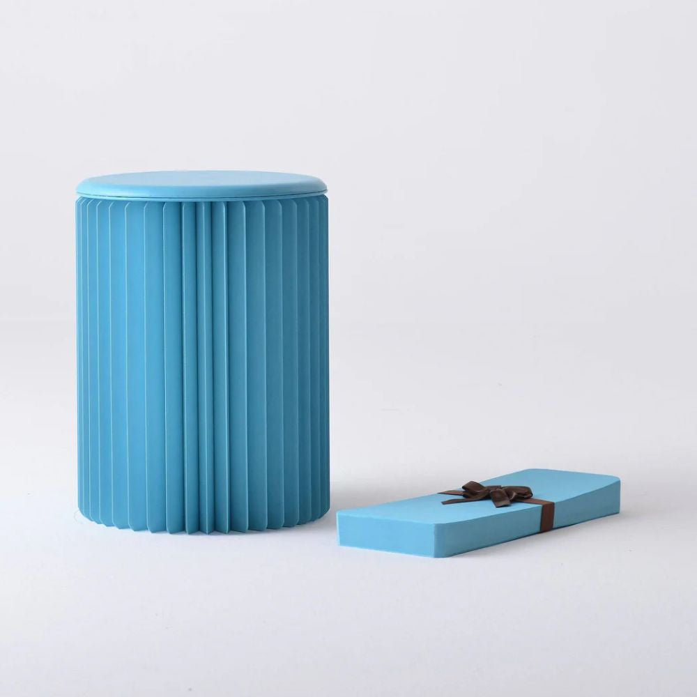 Tabouret en Kraft Pliable 28 cm Bleu - Poufs et Tabourets Originaux