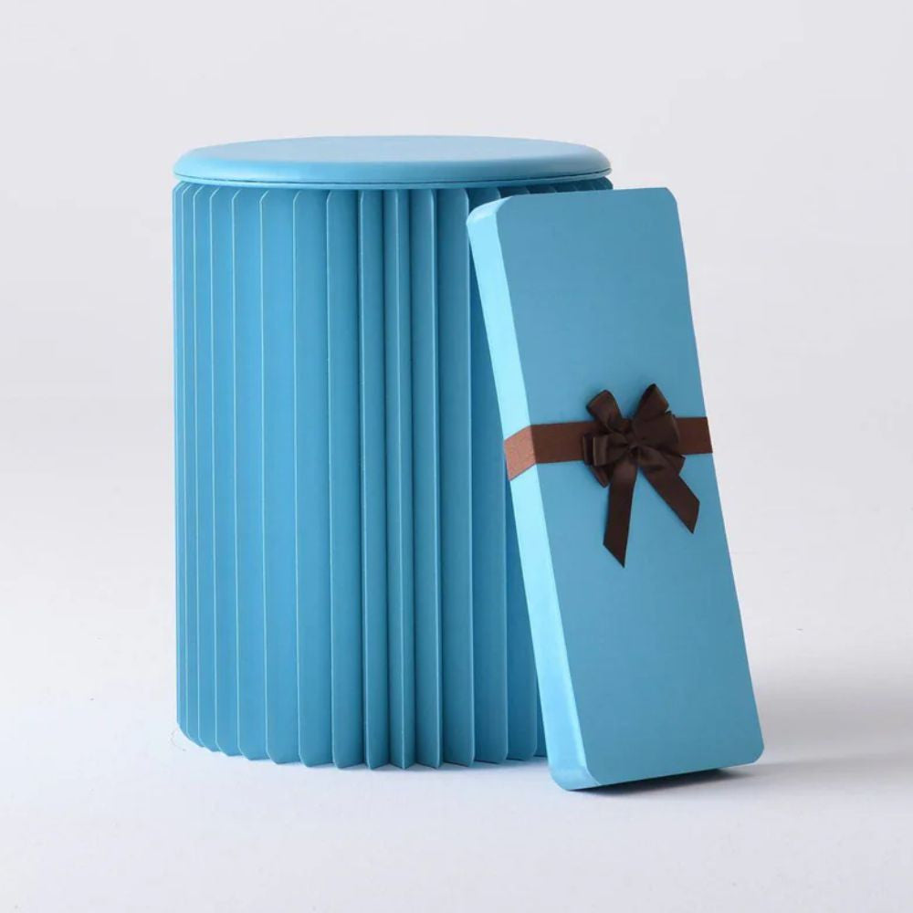 Tabouret en Kraft Pliable 28 cm Bleu - Poufs et Tabourets Originaux