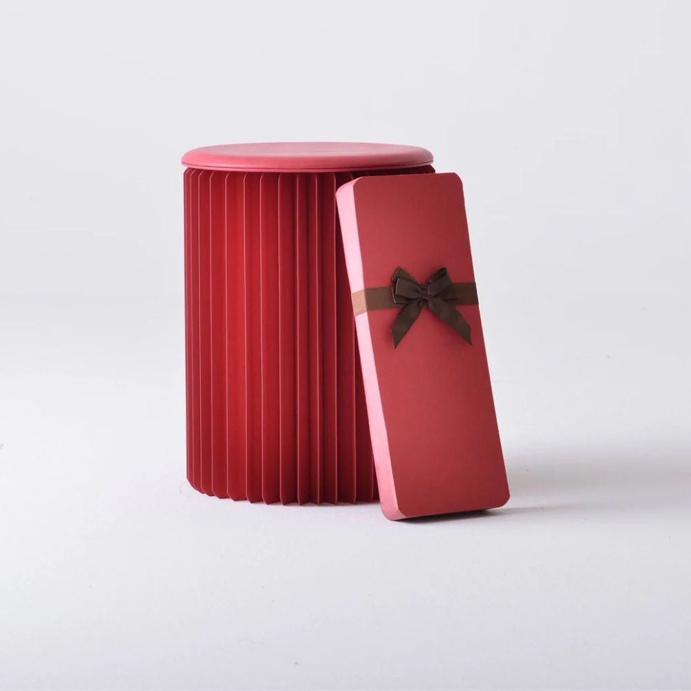 Tabouret en Kraft Pliable 28 cm Rouge - Poufs et Tabourets Originaux