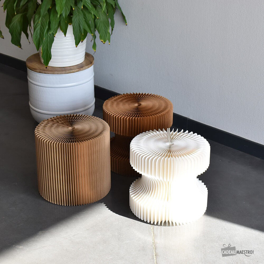 Tabouret Réversible en Kraft Pliable 28 cm Blanc - Poufs et Tabourets Originaux