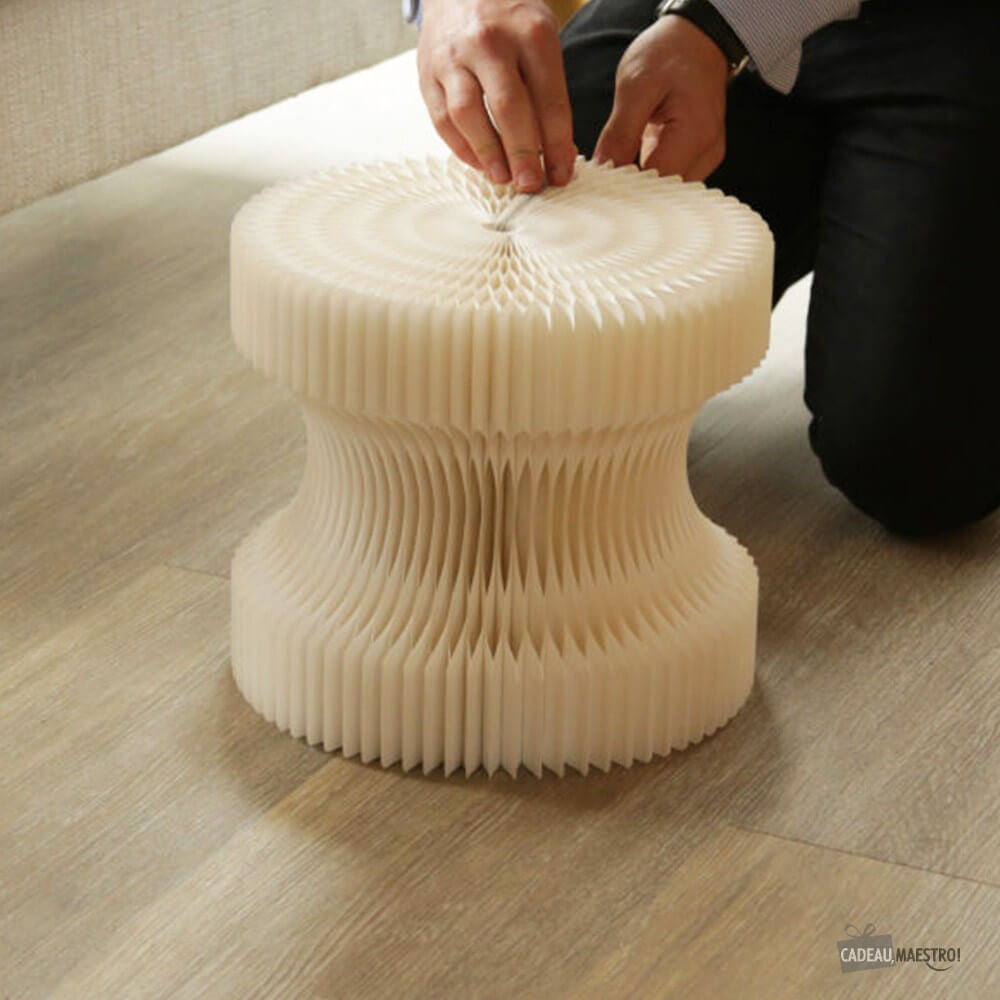 Tabouret Réversible en Kraft Pliable 28 cm Blanc - Poufs et Tabourets Originaux