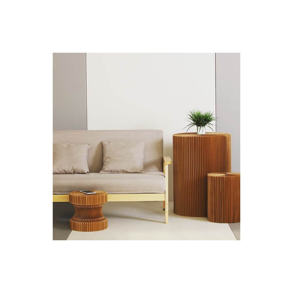 Tabouret Réversible en Kraft Pliable 28 cm - Poufs et Tabourets Originaux
