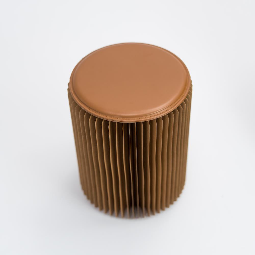 Tabouret Réversible en Kraft Pliable 38 cm - Poufs et Tabourets Originaux