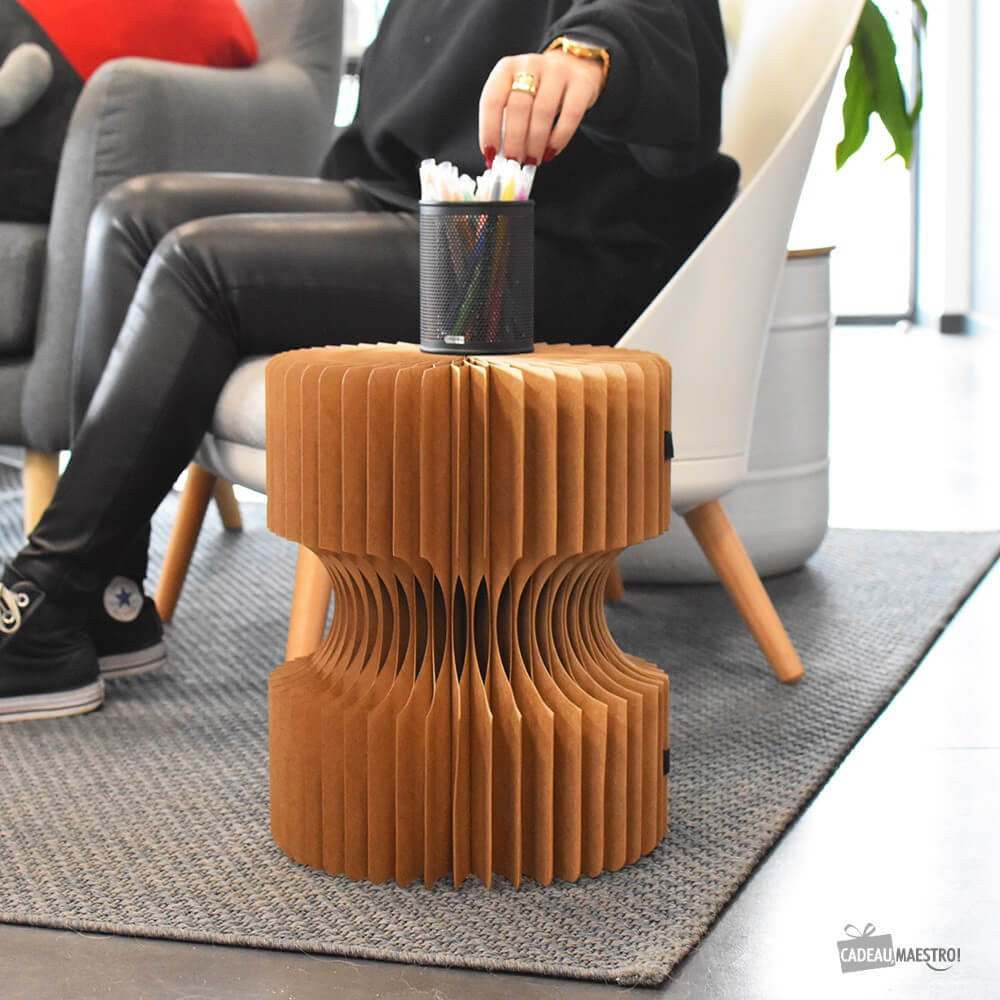 Tabouret Réversible en Kraft Pliable 38 cm - Poufs et Tabourets Originaux