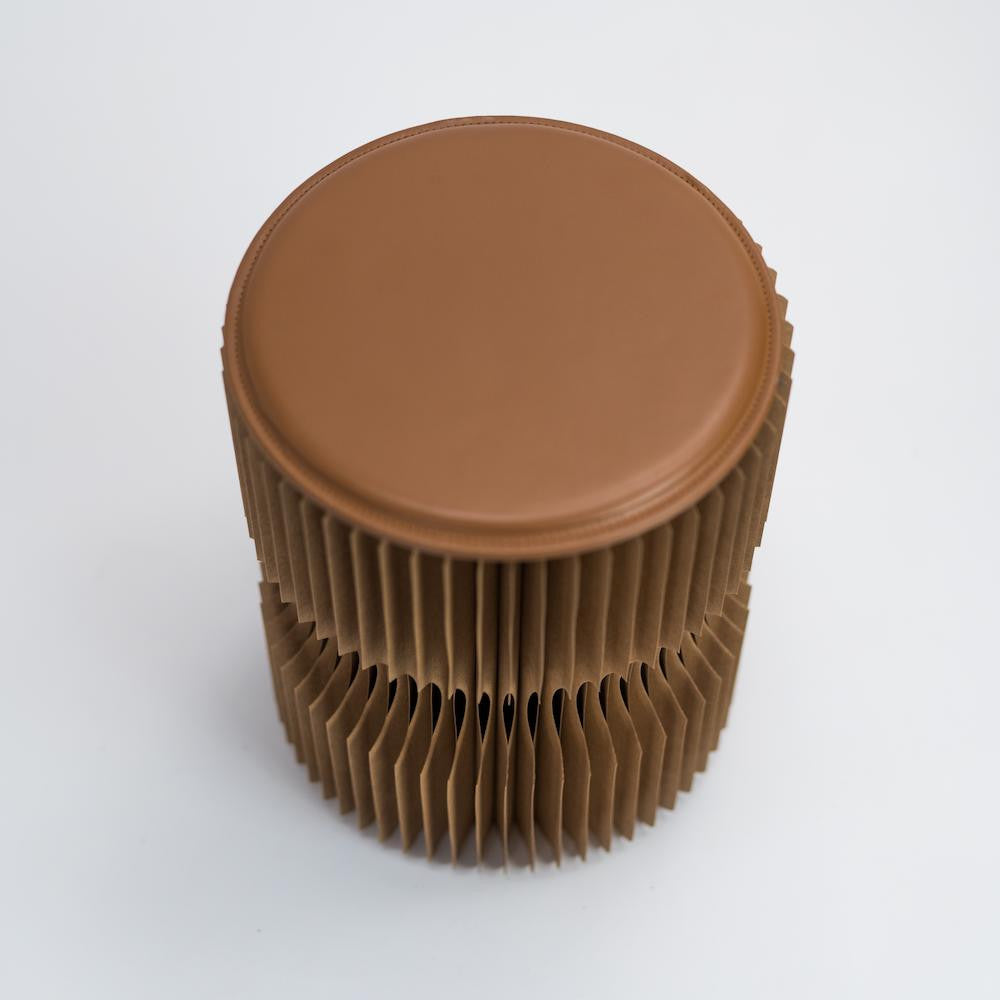 Tabouret Réversible en Kraft Pliable 38 cm - Poufs et Tabourets Originaux