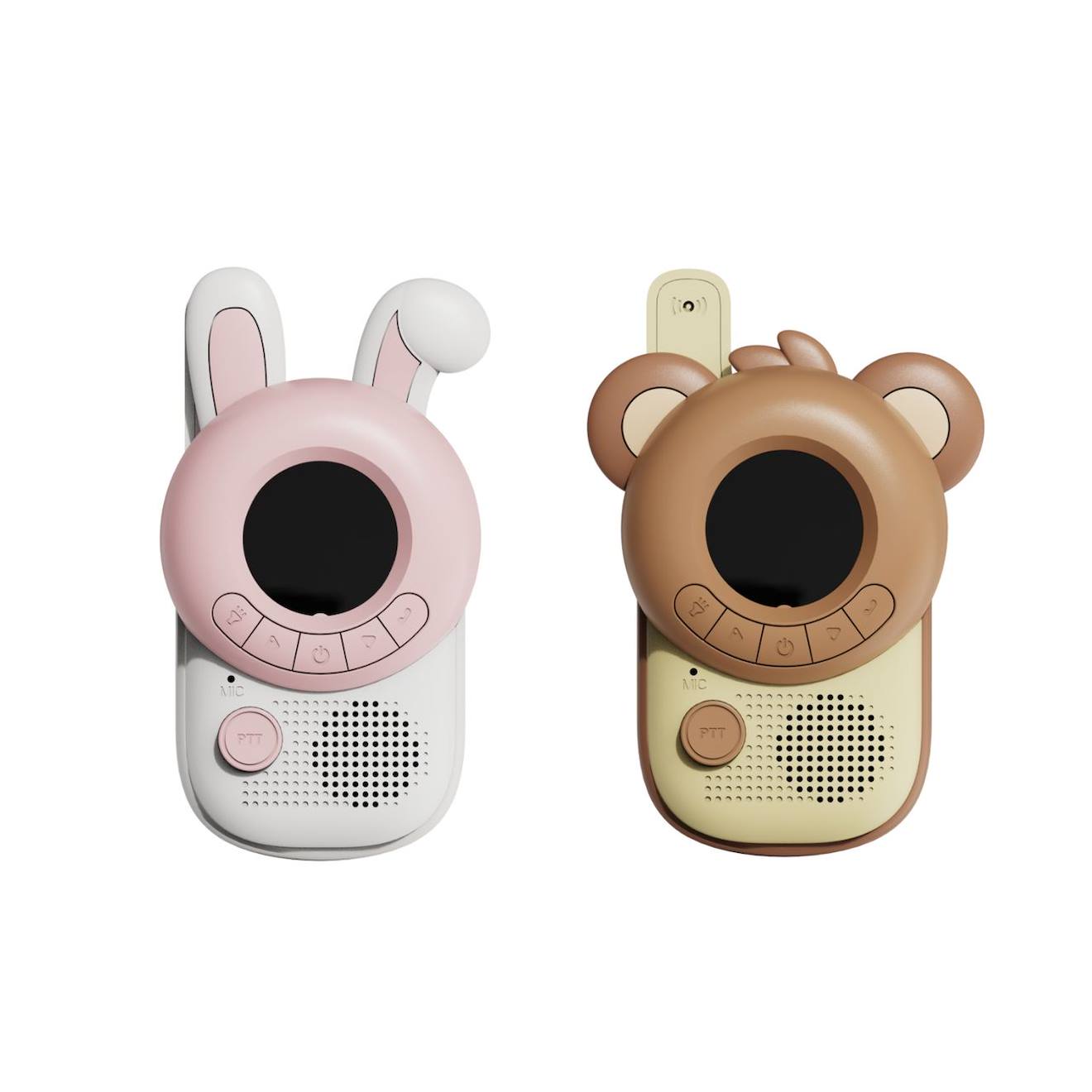 Talkie-walkie lapin x ours blanc, rose, orange