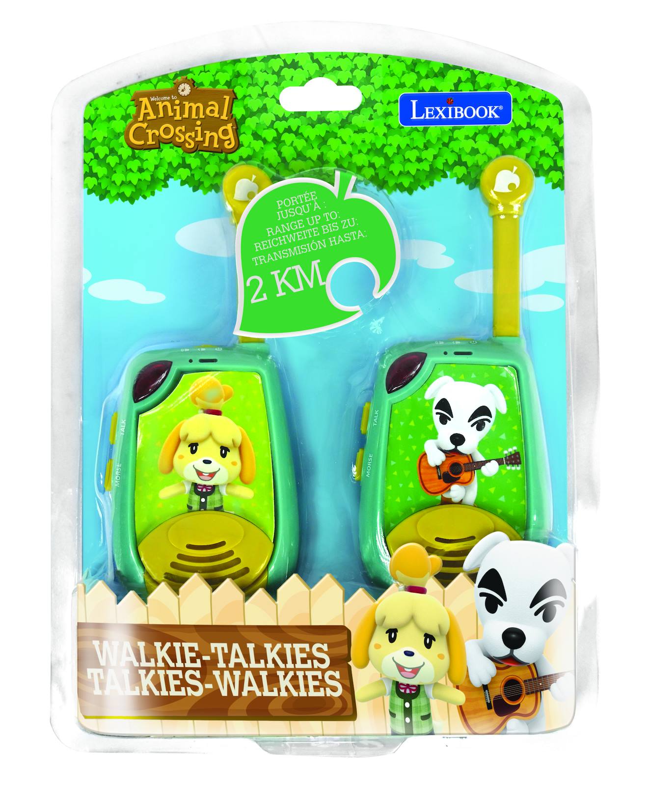 Talkie-walkies animal crossing portée 2km fonction morse multicolore