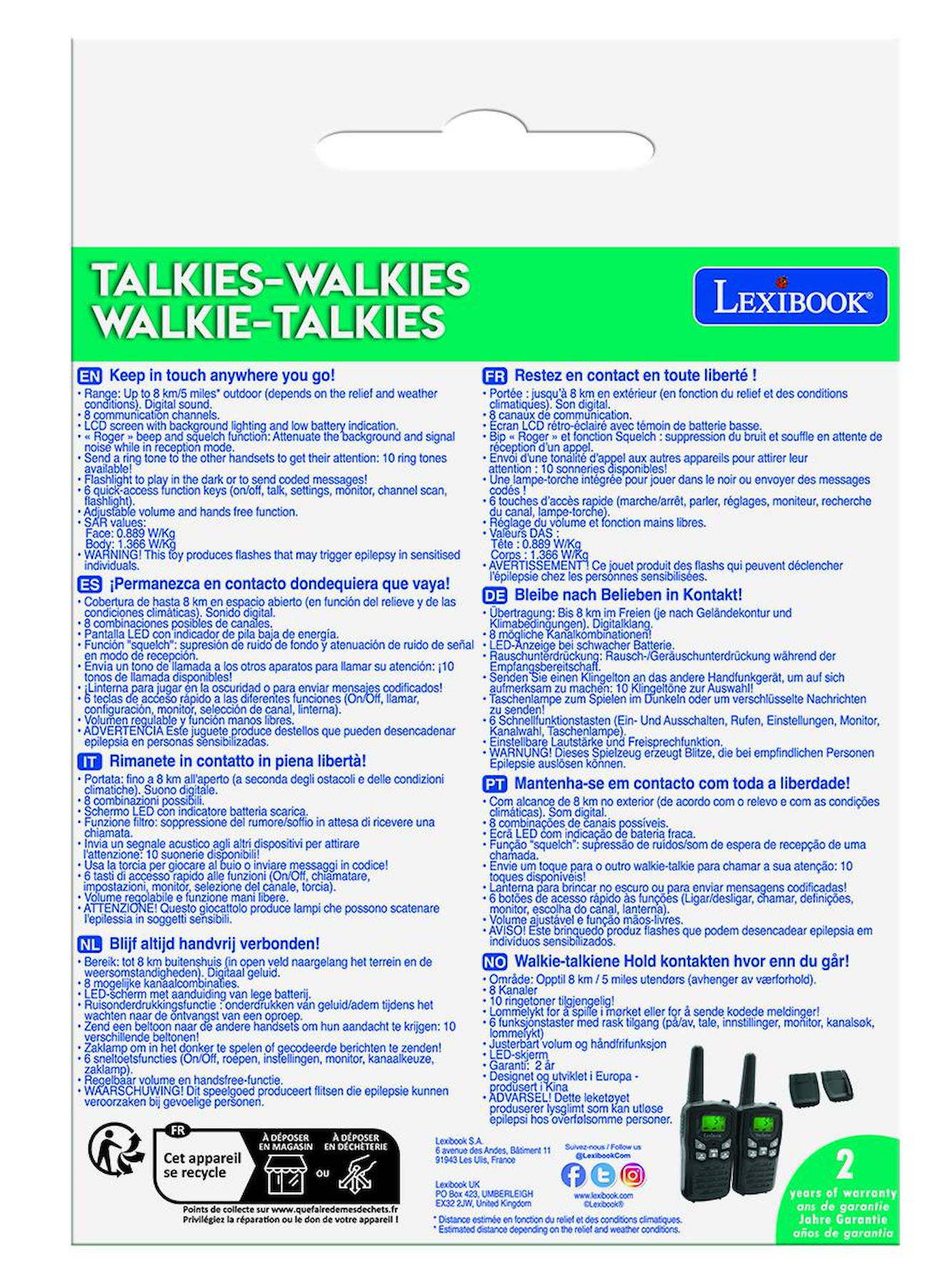 Talkie-walkies digitaux portée 8km longue distance, écran LCD son digital, clip ceinture multicolore