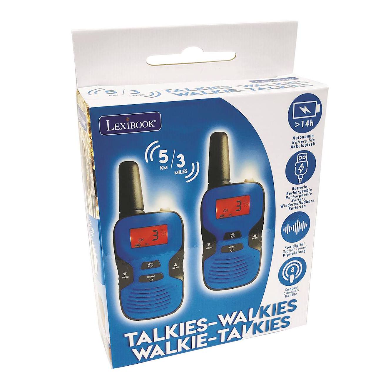 Talkie-walkies digitaux rechargeables portée 5km, 8 canaux multicolore