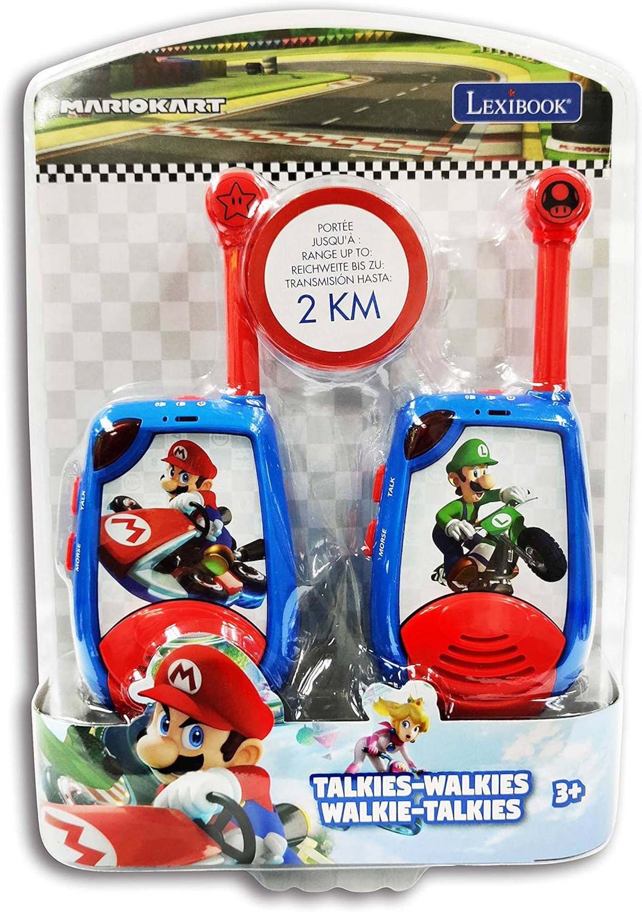 Talkie-walkies Mario Kart portée 2km fonction morse multicolore