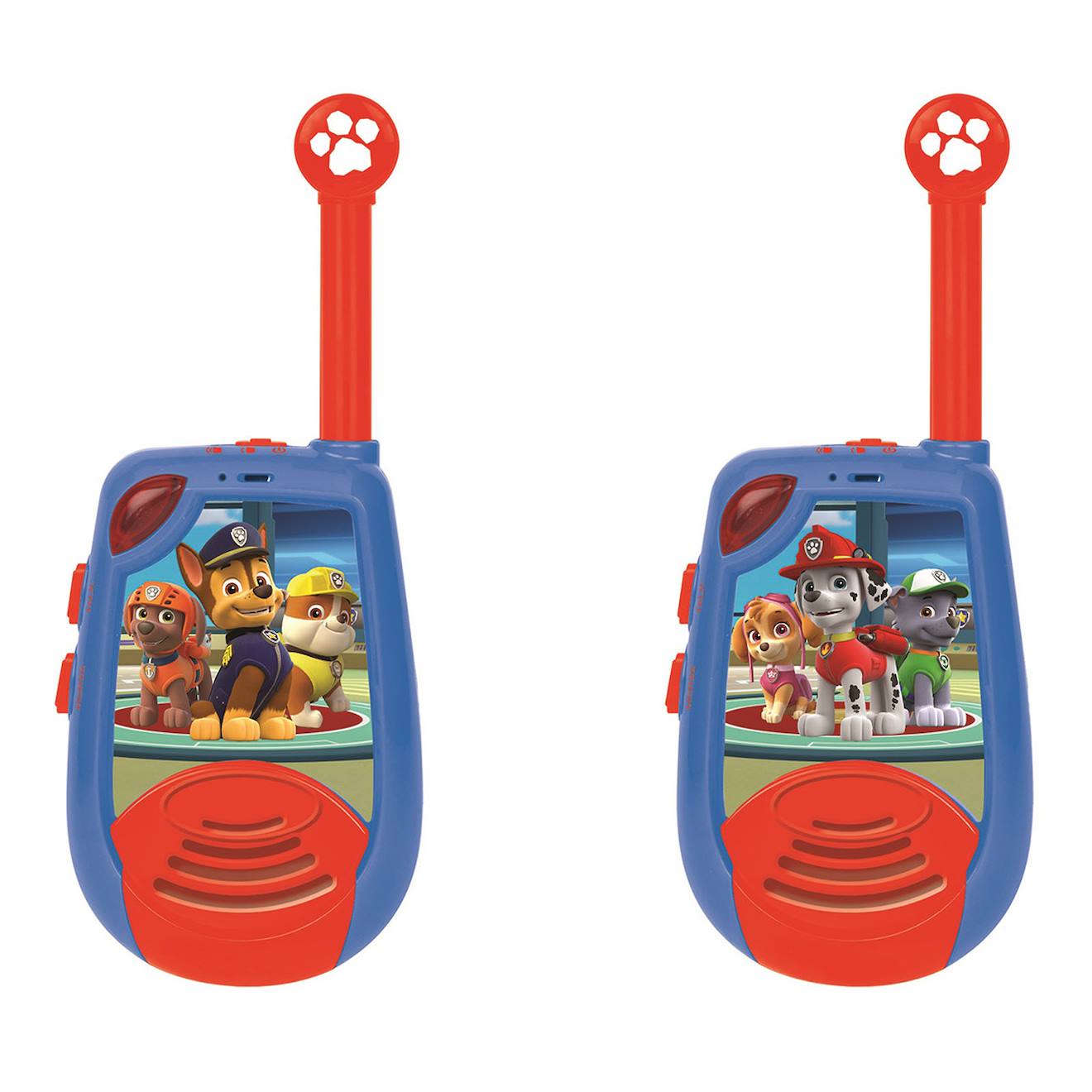 Talkie-walkies pat patrouille portée 2km fonction morse, clip ceinture, à piles multicolore