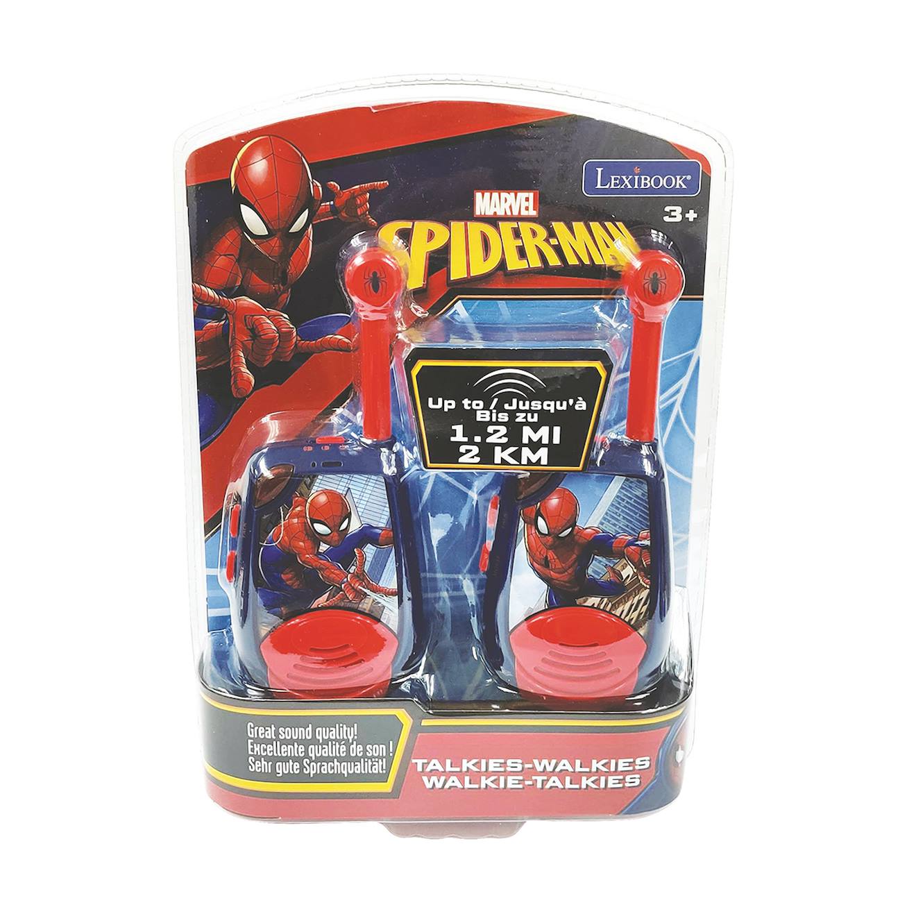 Talkie-walkies Spiderman portée 2km- clip ceinture, à piles multicolore