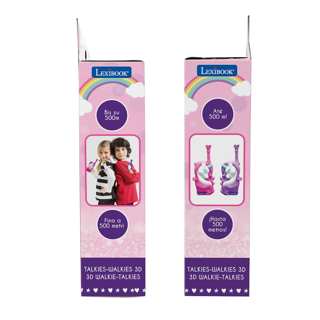 Talkies-walkies portée 500m licornes 3D, 2 canaux de communication, clip ceinture multicolore