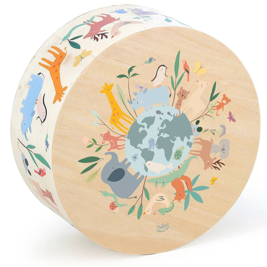 Tambour animaux du monde sarah betz beige
