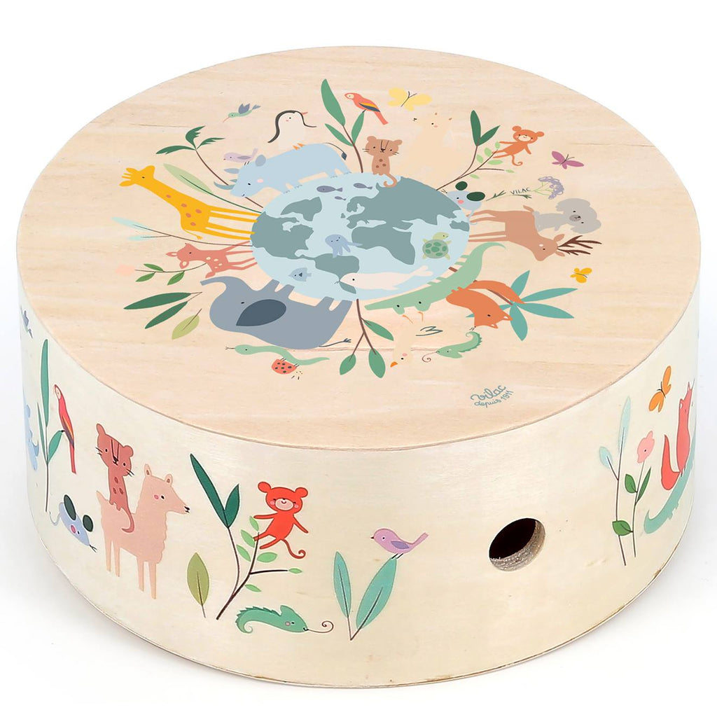 Tambour animaux du monde sarah betz beige