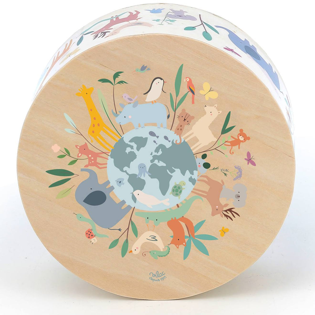 Tambour animaux du monde sarah betz beige