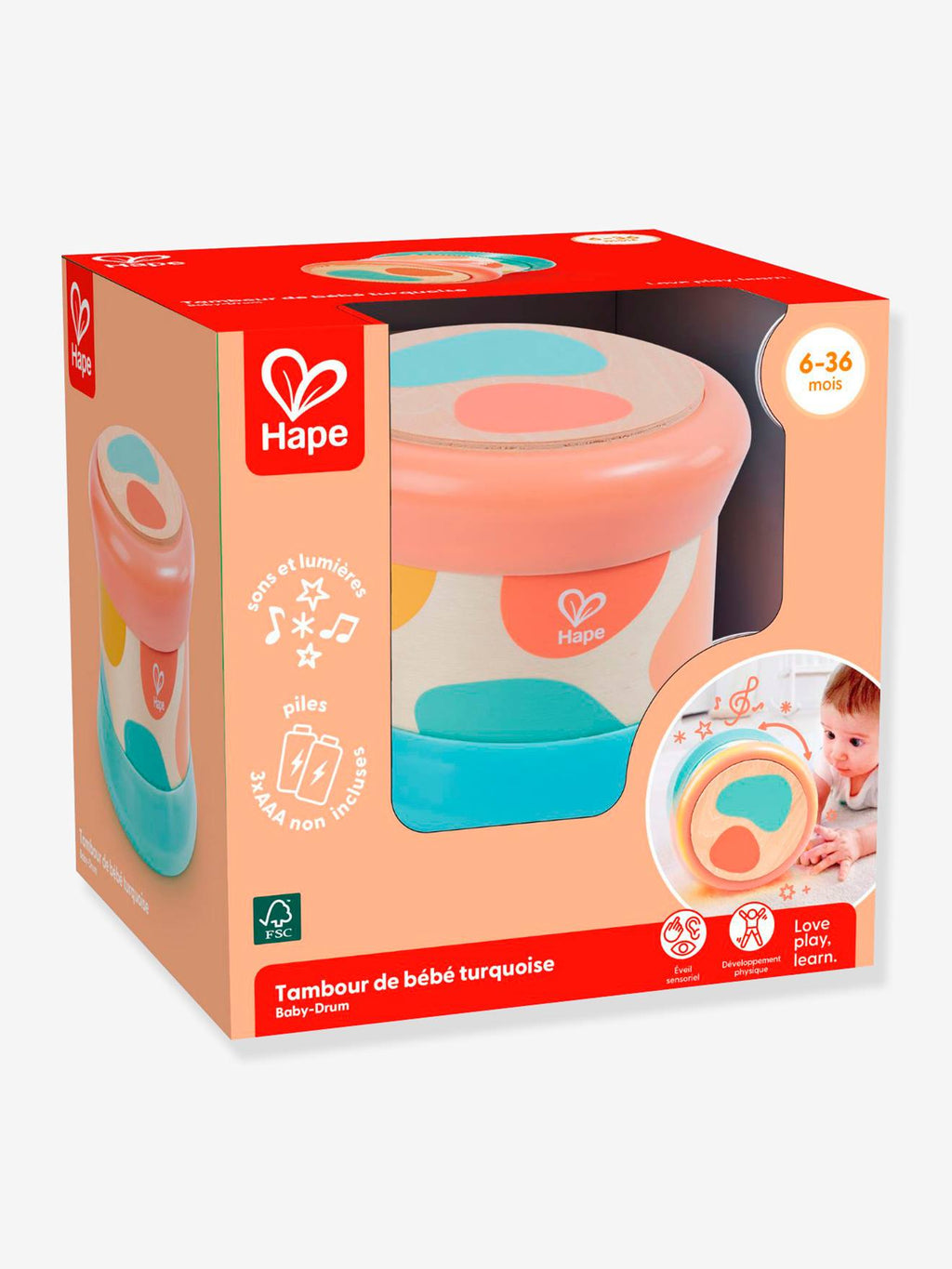 Tambour pour bébé corail