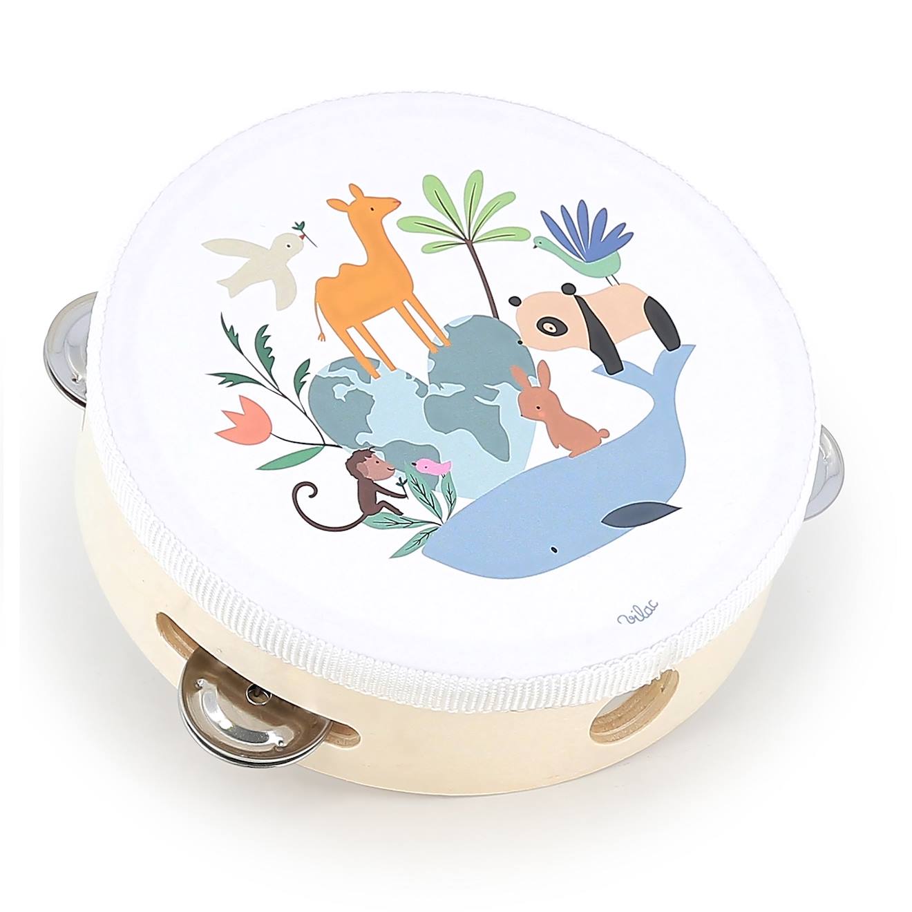 Tambourin animaux du monde sarah betz blanc