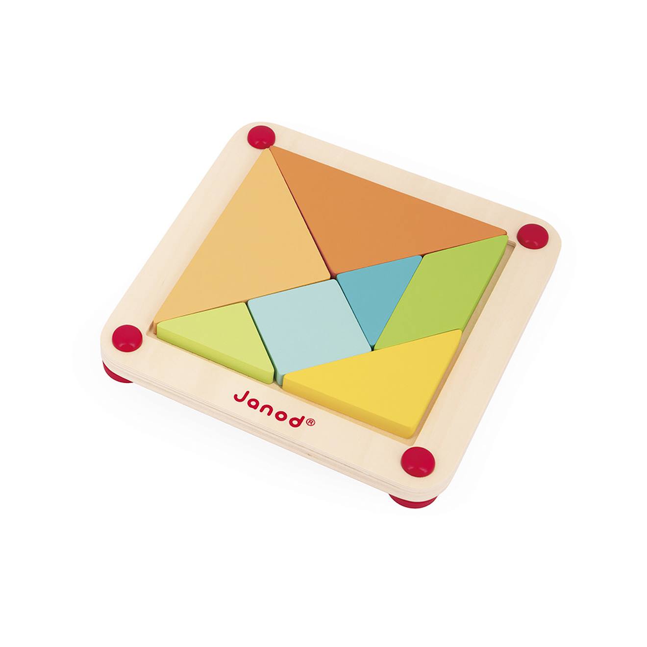 Tangram en bois avec 25 cartes modèles multicolore