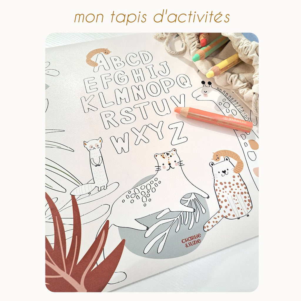 Tapis activités coloriage alphabet savana multicolo