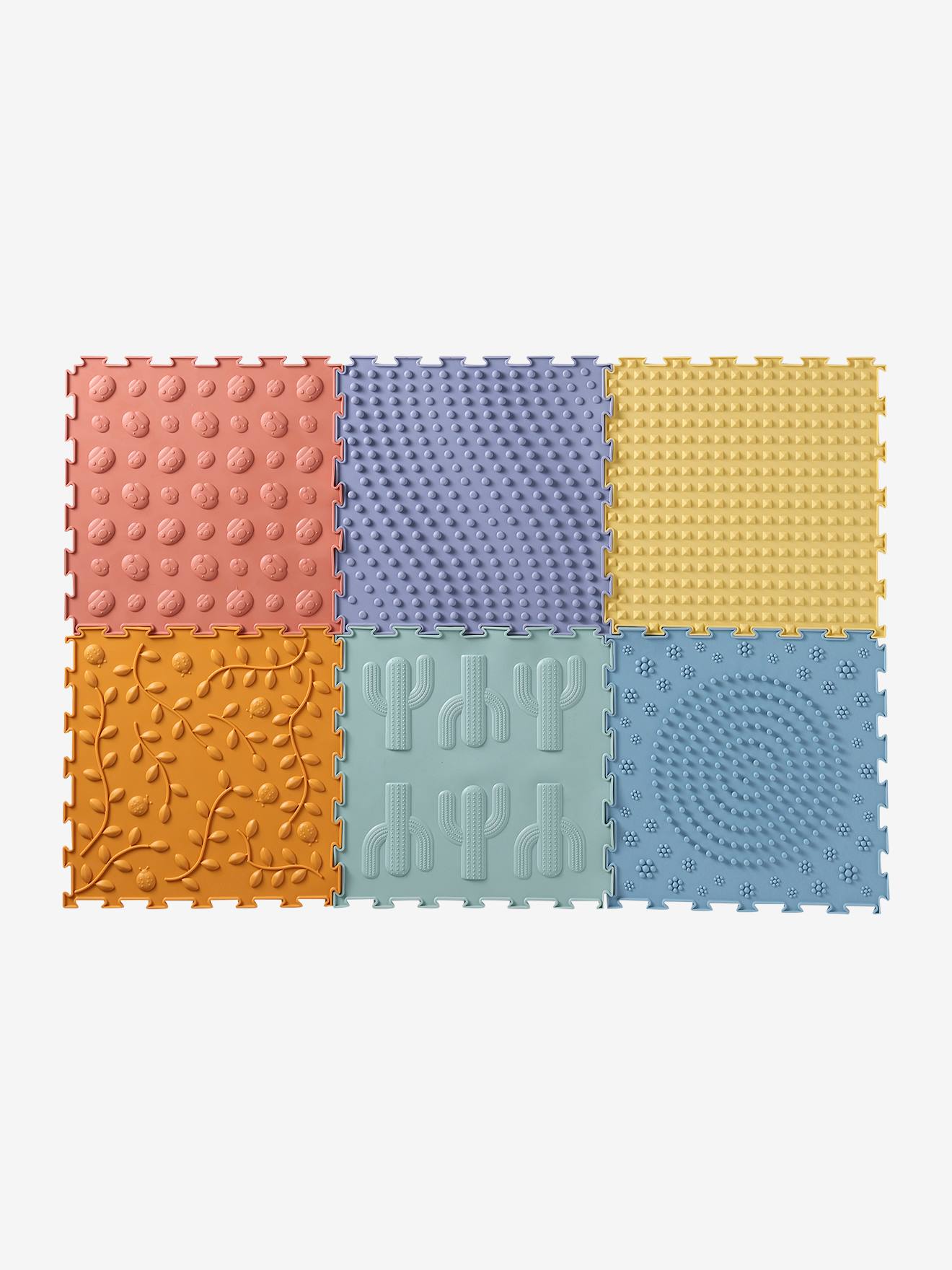 Tapis dalles sensorielles en silicone multicolore