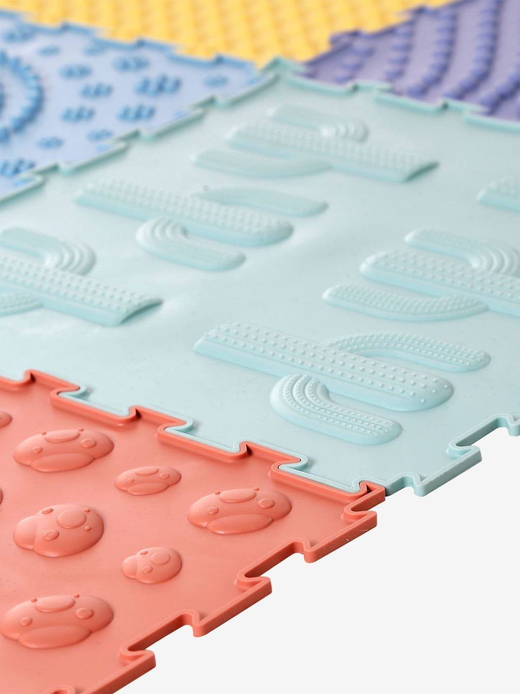 Tapis dalles sensorielles en silicone multicolore