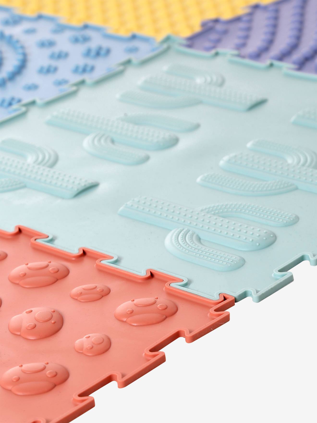 Tapis dalles sensorielles en silicone multicolore