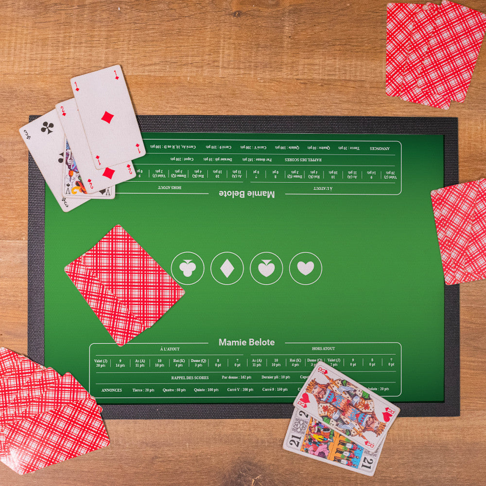 Tapis de Belote à Personnaliser Format 35 x 50 cm - Cadeau Jeu