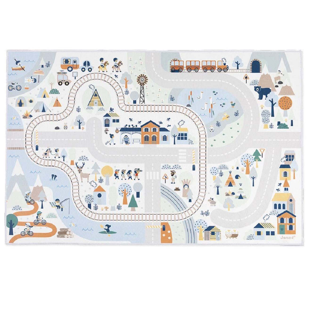 Tapis de jeu avec circuit, la vallée blanche multicolore