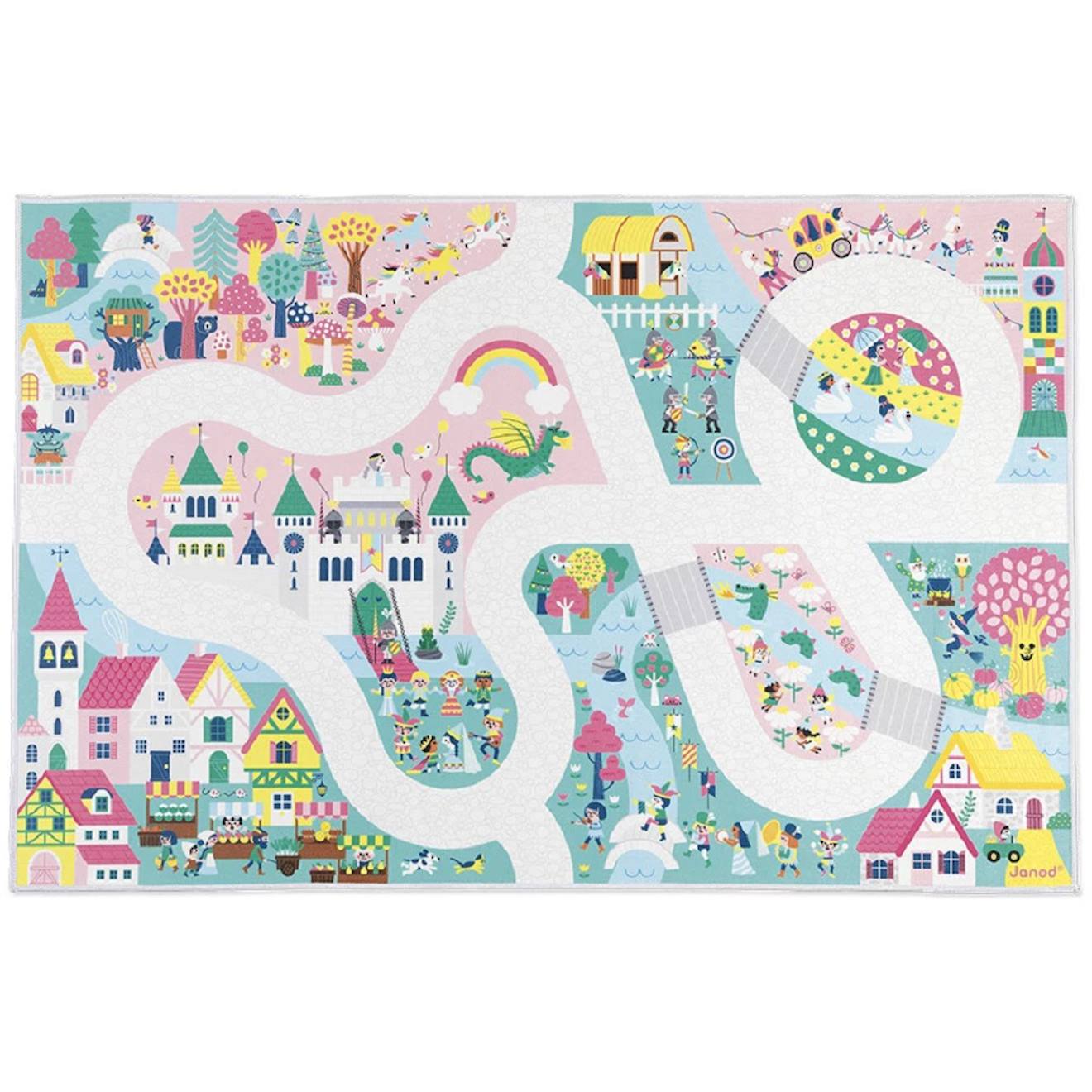 Tapis de jeu avec circuit le royaume enchanté multicolore