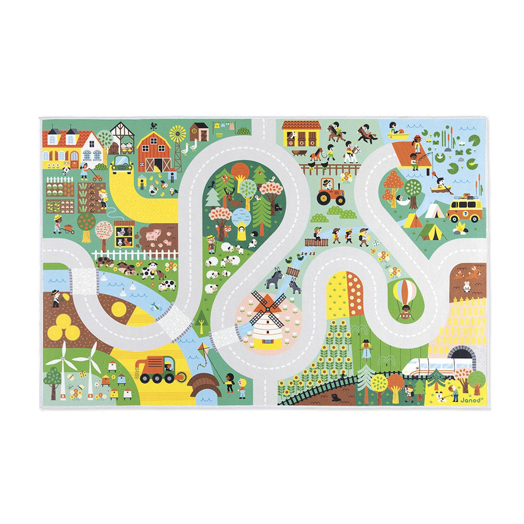 Tapis de jeu enfant avec circuit, la campagne multicolore