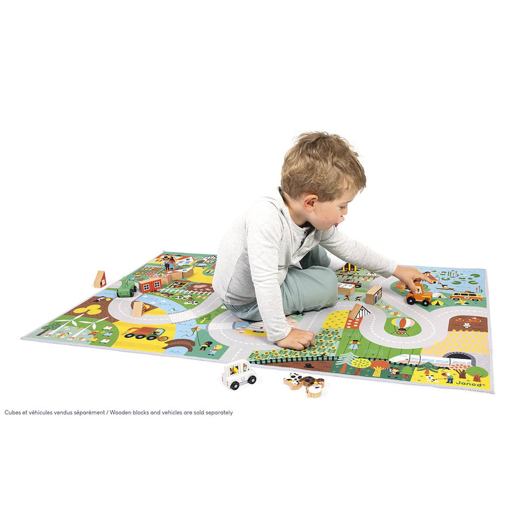 Tapis de jeu enfant avec circuit, la campagne multicolore