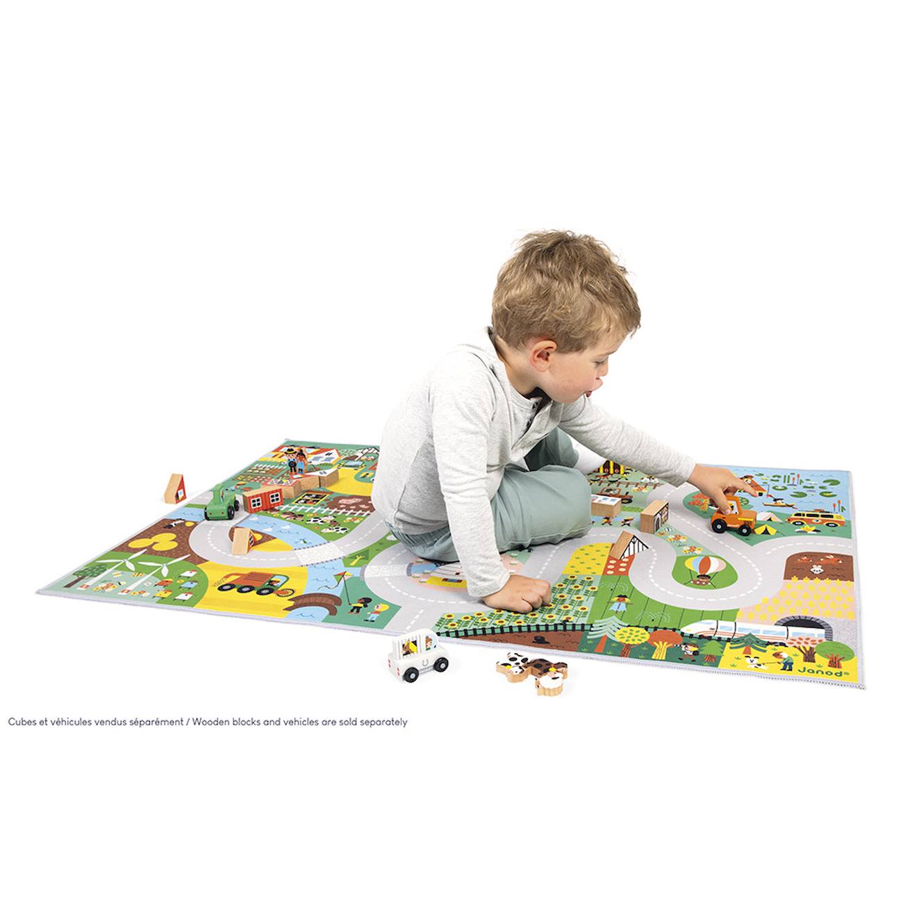 Tapis de jeu enfant avec circuit, la campagne multicolore