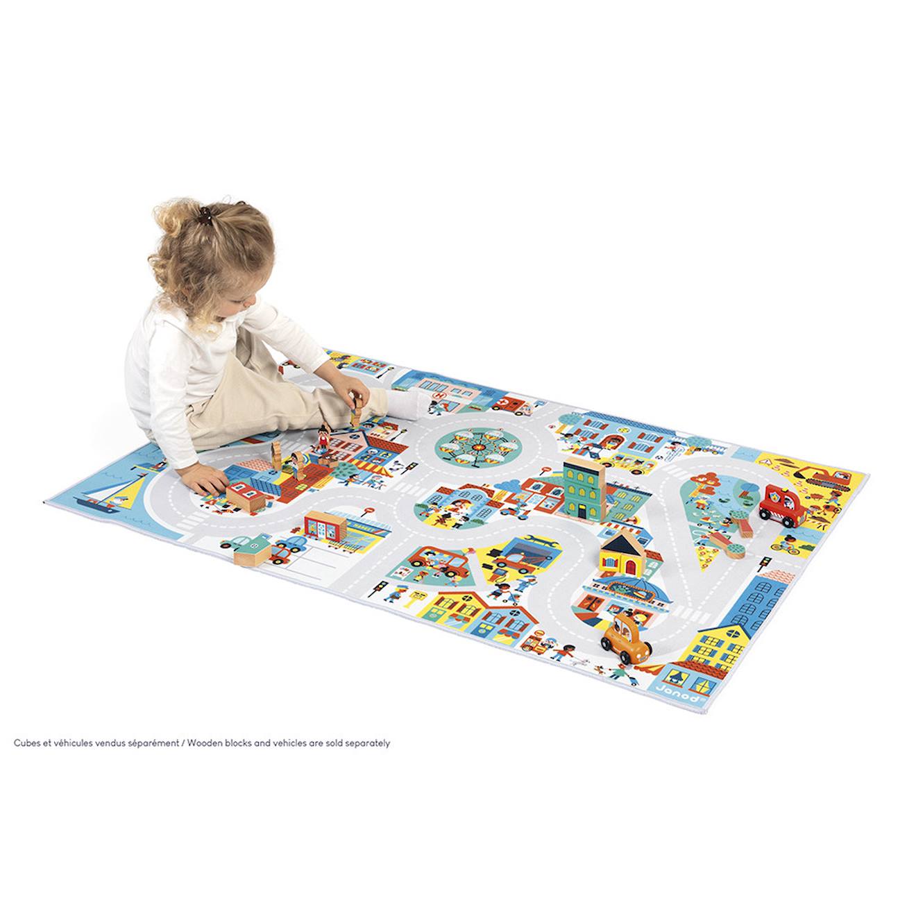Tapis de jeu enfant avec circuit, la ville multicolore