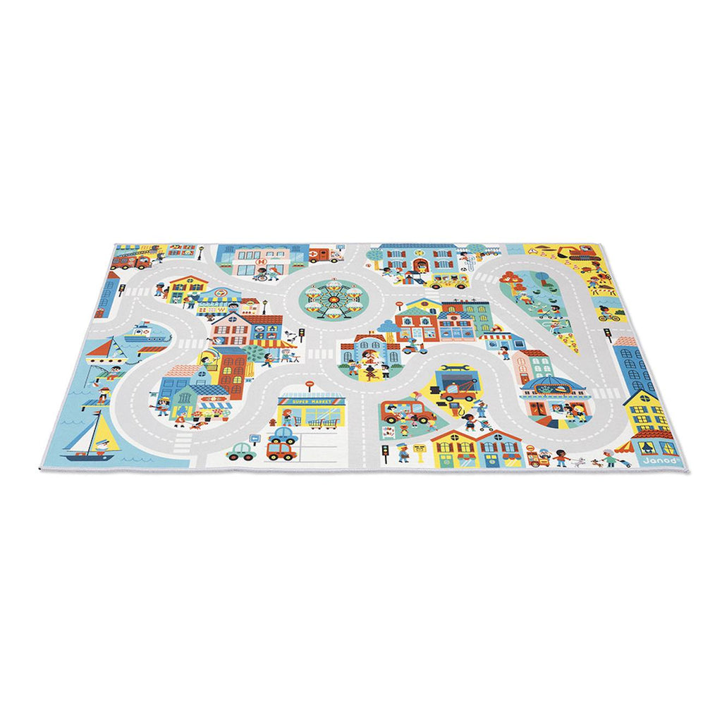 Tapis de jeu enfant avec circuit, la ville multicolore