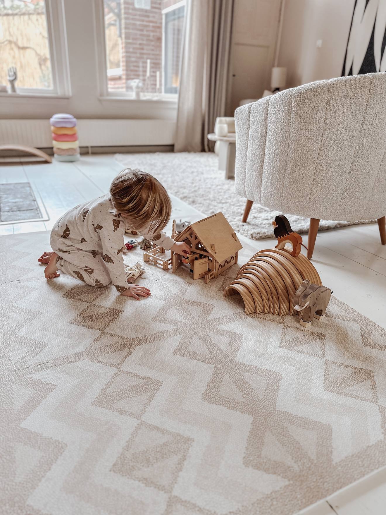Tapis de jeu puzzle kilim sable