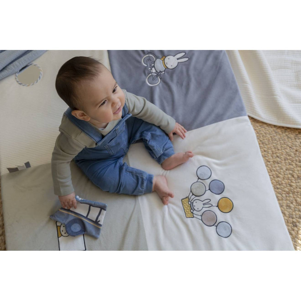 Tapis de jeux pour parc - fluffy bleu et vert