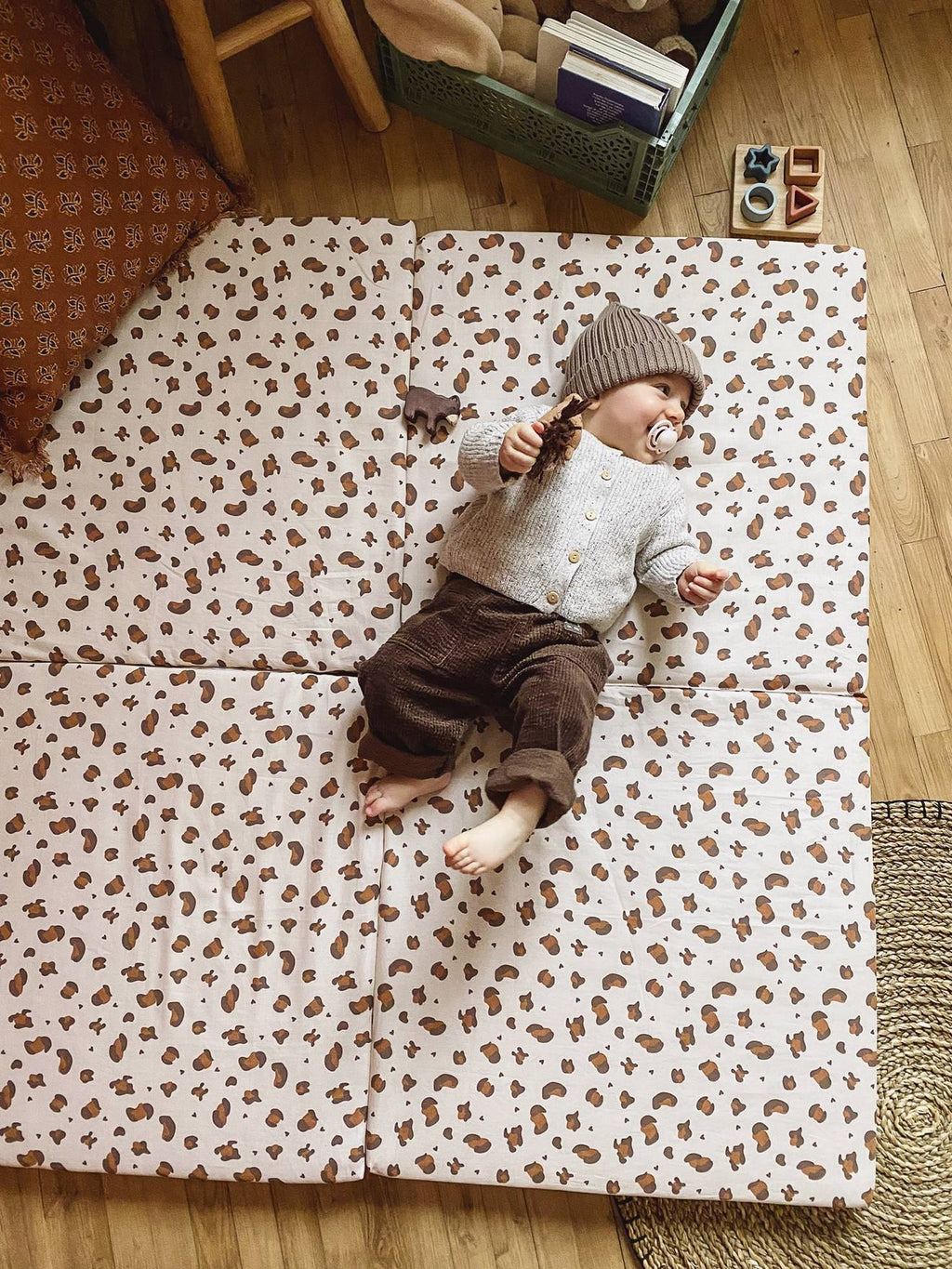 Tapis de motricité leopard beige imprimé